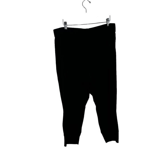 Eileen Fisher Black Pull On Viscose Jersey Crop Pants Stretch Womens Large - Picture 1 of 5